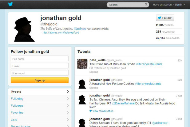 #2 Jonathan Gold: 37,153 Followers