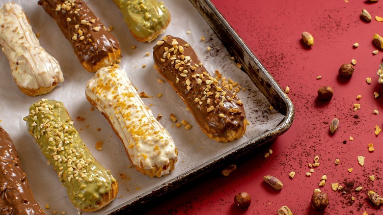 assorted Éclairs with pistachios