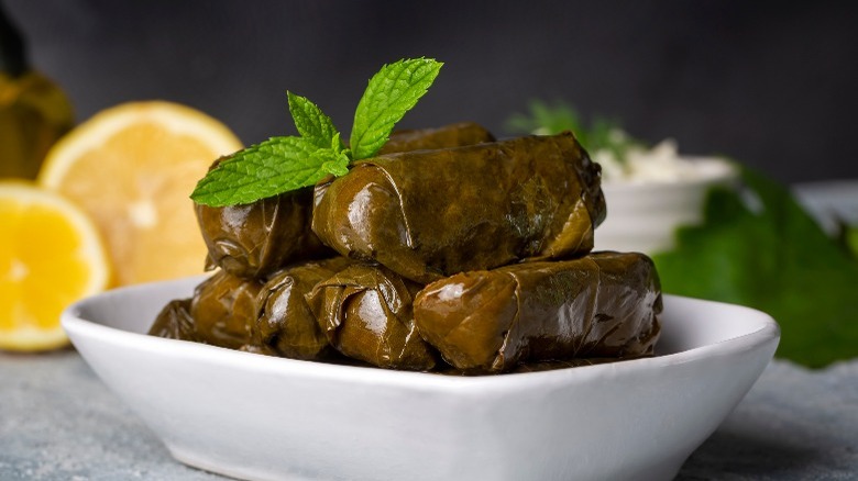 Dolmades on a plate