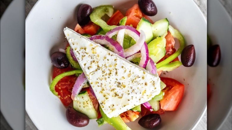 Horiatiki salad on plate