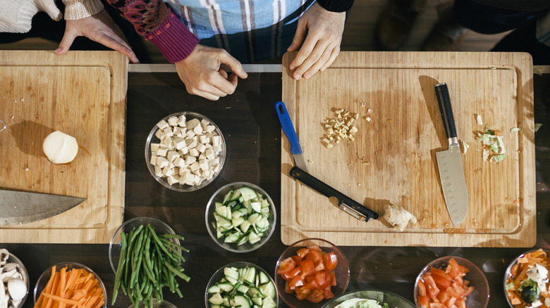 mise en place cutting boards