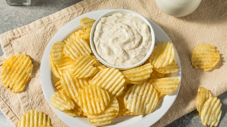 french onion dip and chips