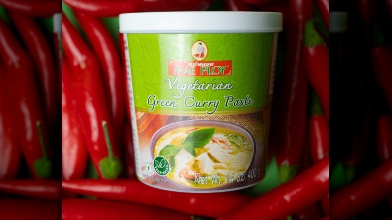 Thai green curry paste container