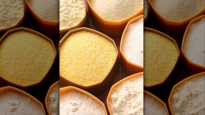 Assortment of flours in containers