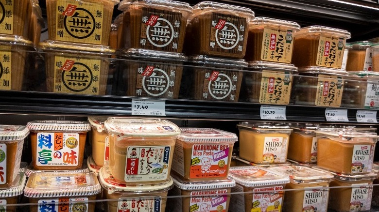 Miso paste on store shelf