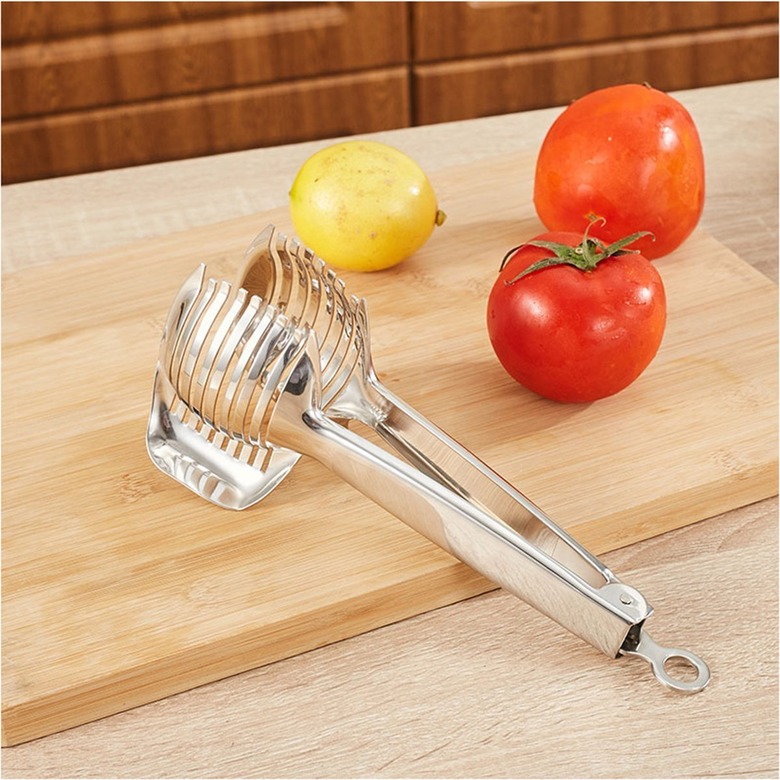 Best Utensils Tomato Slicer Lemon Cutter Multipurpose Handheld Round Fruit Tongs 