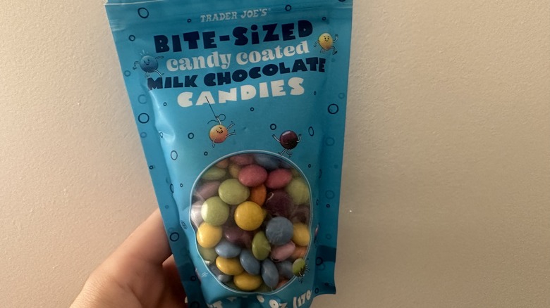 bag of candy coated chocolate candies