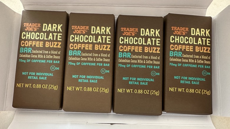 box of chocolate coffee buzz bars