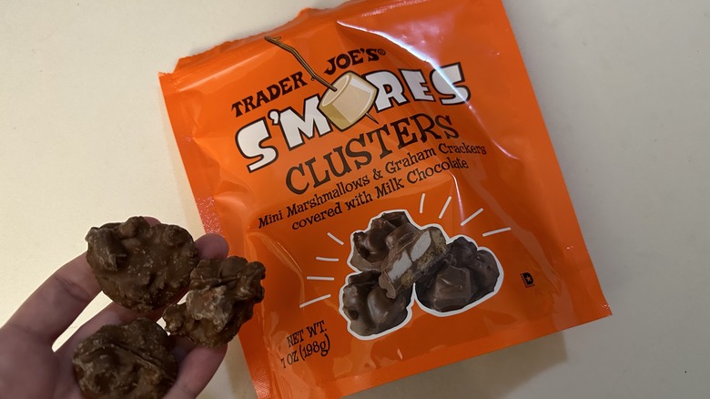 smores clusters and an orange bag