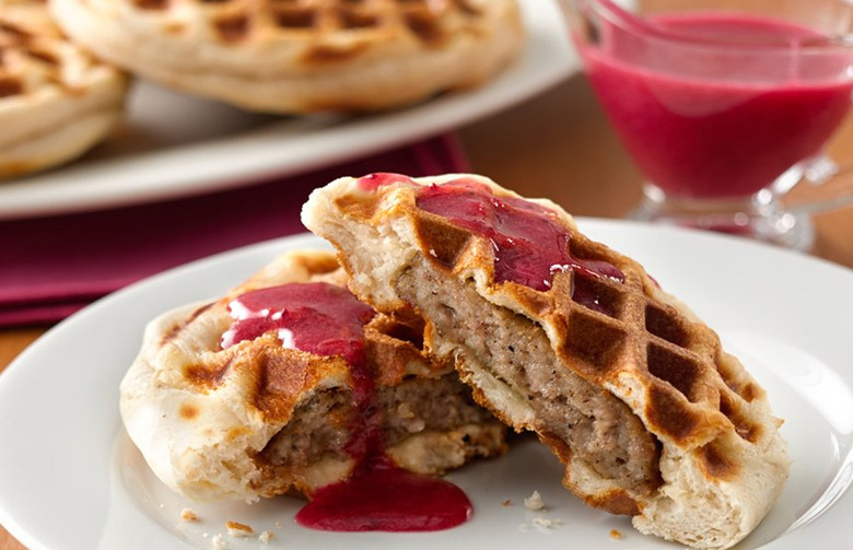 Sausage Stuffed Biscuits with Cranberry Sauce