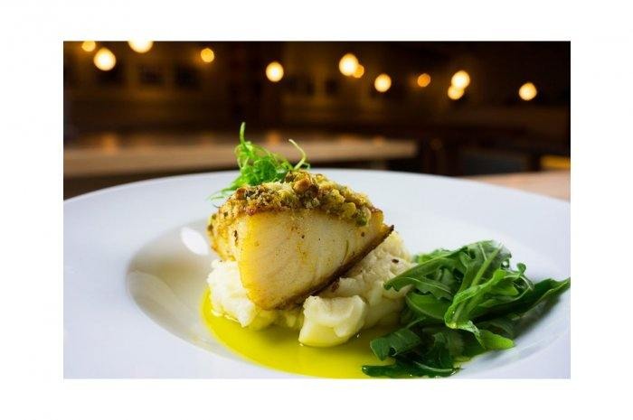 Grilled Sea Bass With Pistachio Crust