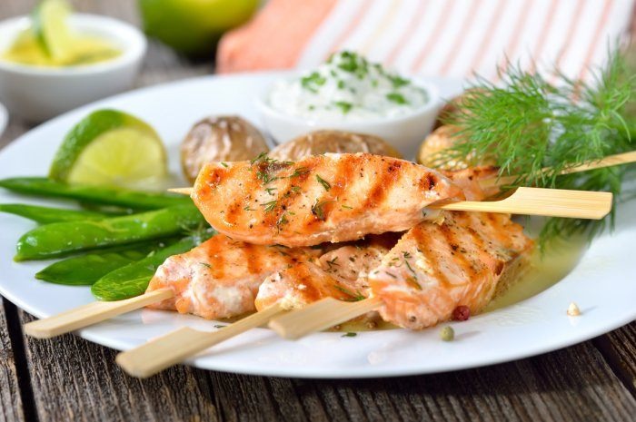 Marinated Grilled Fish Skewers