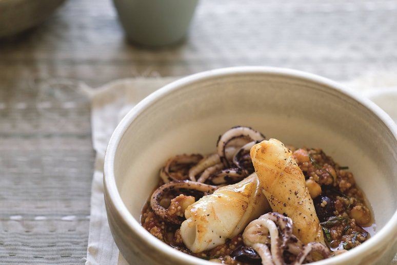  Couscous Stew With Grilled Calamari and Zhoug