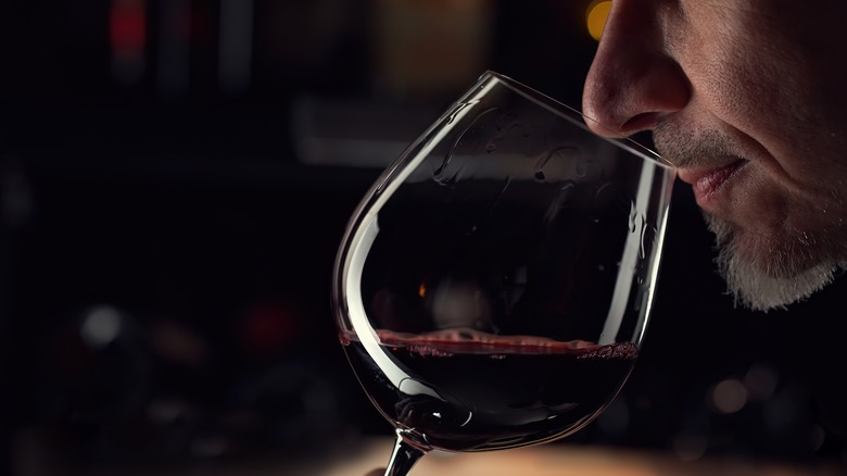 Sommelier testing wine aroma