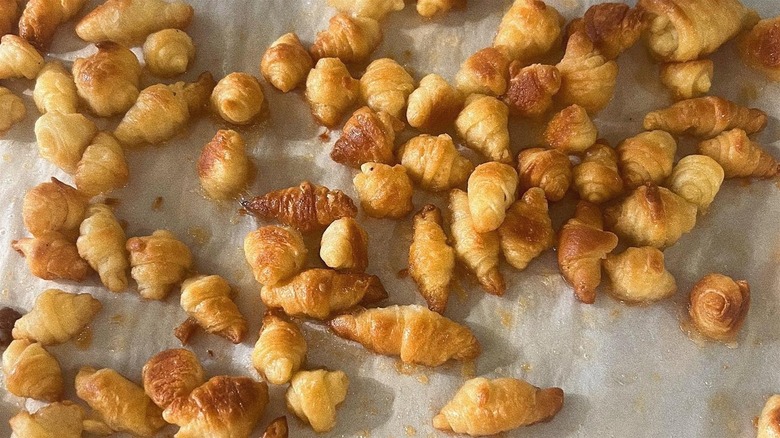 tiny croissants on sheet pan