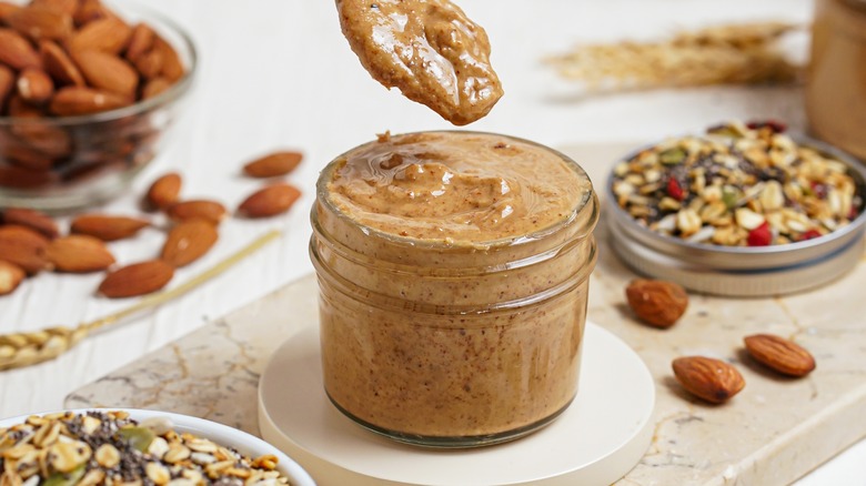 almond butter in jar