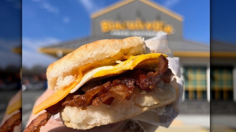 Biscuitville bacon, egg, and cheese sandwich