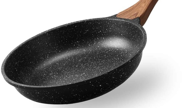 nonstick pan with wooden handle