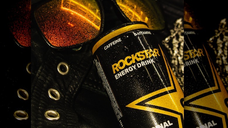 Rockstar can and sunglasses