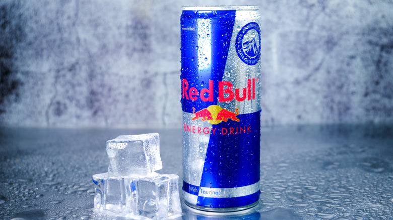Red Bull and ice cubes