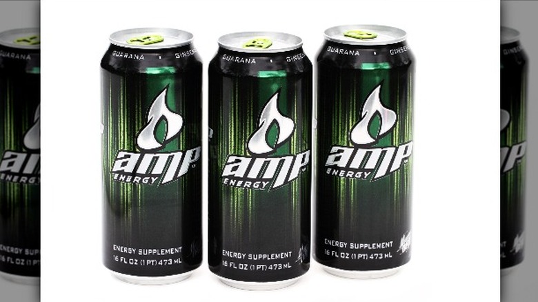 cans of Amp energy drink