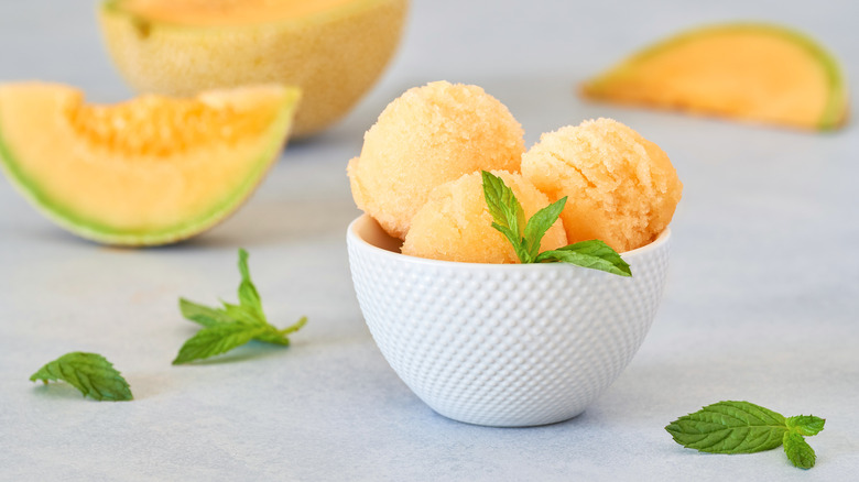 Bowl of melon sorbet