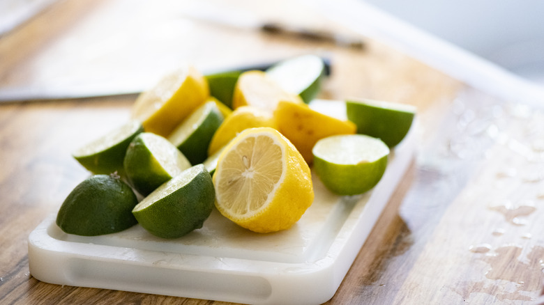 Cut up lemons and limes