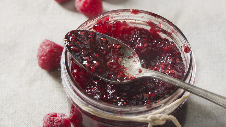 Jar of raspberry jam