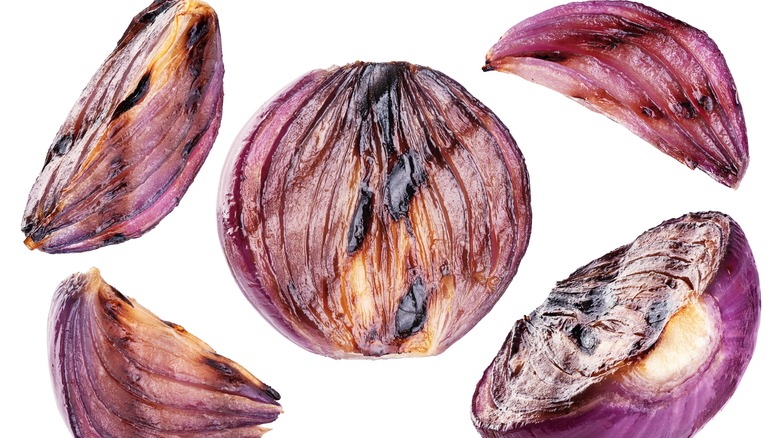 red onion with grill marks