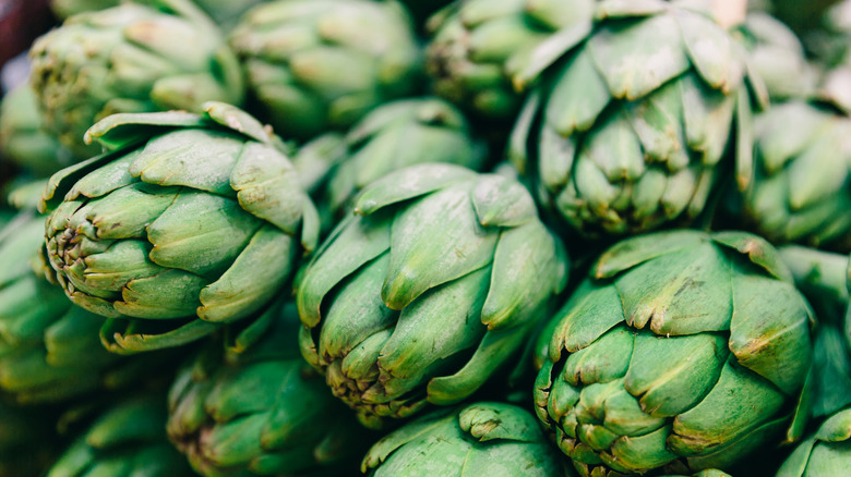 stack of fresh artichokes