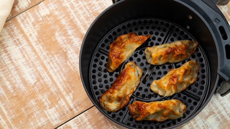 crispy gyoza in an air fryer