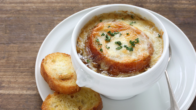 French onion soup with crostini