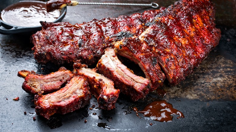 Sliced rack of ribs