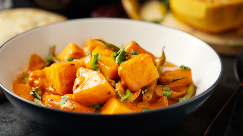 Roasted butternut squash in a dish