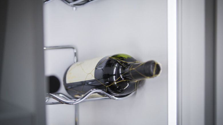 Wine bottle in a refrigerator