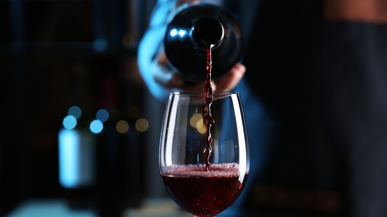 merlot poured into glass