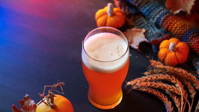 Glass of pumpkin beer