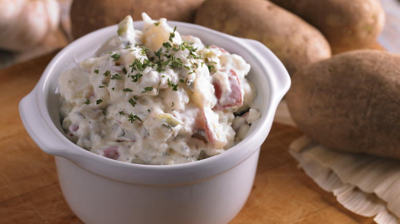 Potato salad in a dish