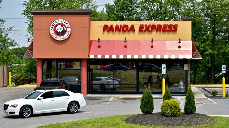 Car driving past Panda Express