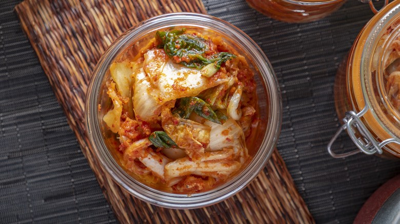 kimchi in glass jar