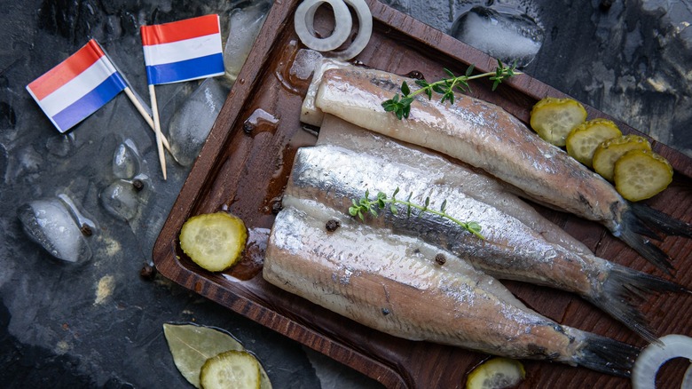 pickled herring with dutch flag