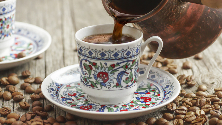 Turkish coffee being poured