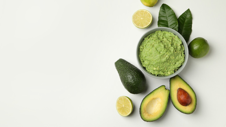 Guacamole with avocados and limes