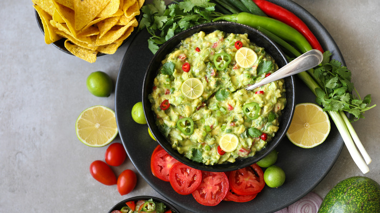 Guacamole with chilies and limes