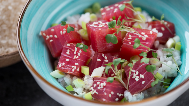 Traditional Hawaiian poke bowl