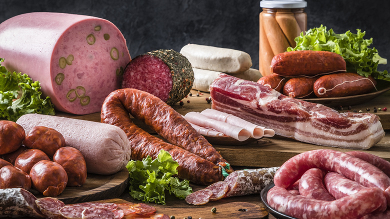 table with various italian sausages