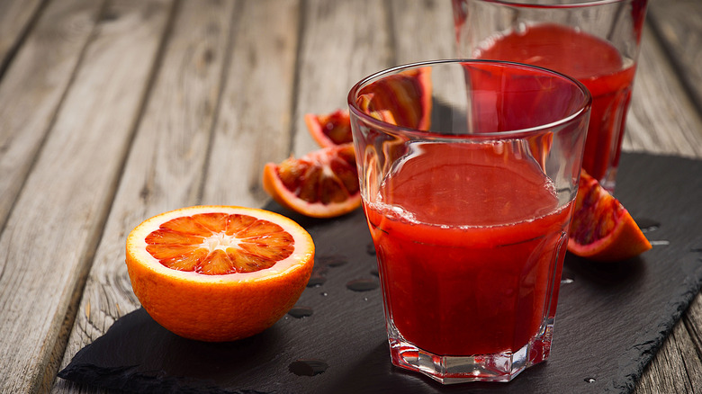 blood oranges and juice