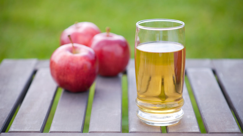 A glass of apple juice