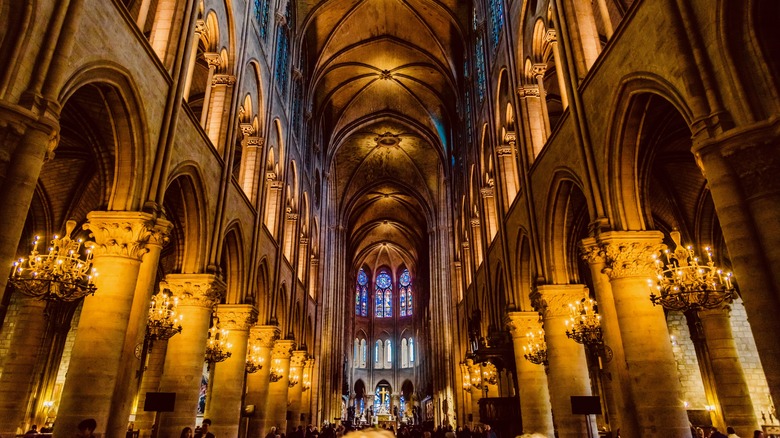 beautiful architecture and stained glass inside a church