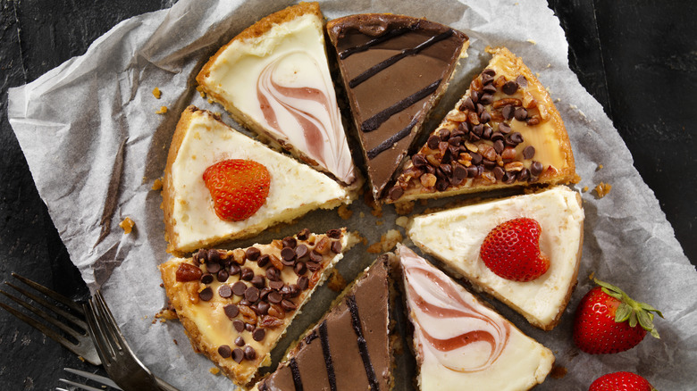 Assorted slices of cheesecake